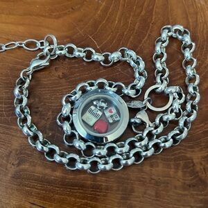 Origami Owl Silver Rolo Necklace with Teacher Charms